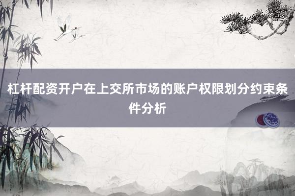 杠杆配资开户在上交所市场的账户权限划分约束条件分析