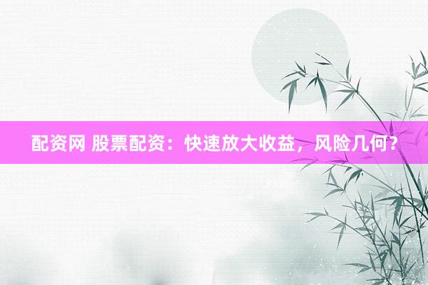 配资网 股票配资：快速放大收益，风险几何？